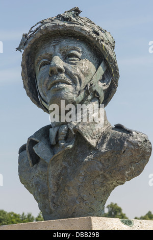 France Normandie, Ouistreham, le major Howard statue par Pegasus Bridge Banque D'Images