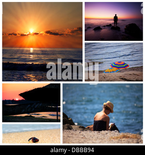 Vacances d'été dans la mer bulgare collage à partir de plusieurs concepts de droit Banque D'Images