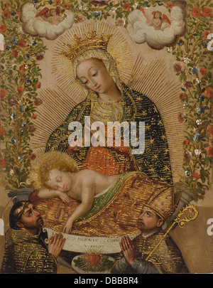 La Vierge adorant l'Enfant Jésus avec deux Saints (La Vierge adorando al Nino Jésus con dos santos) M.2007.29.1 Banque D'Images