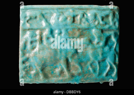 Une tuile de céramique émaillée avec des motifs complexes, peut-être du monde islamique. La tuile présente des motifs géométriques et des motifs floraux, soulignant la tradition décorative de l'époque et de la région. Banque D'Images