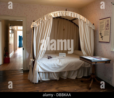 Lit de Jane Austen, Jane Austen's House Museum, Chawton, Hampshire, England, UK. Banque D'Images