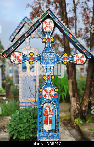 Cimetière Joyeux de Sapanta,, Maramures, Roumanie Banque D'Images