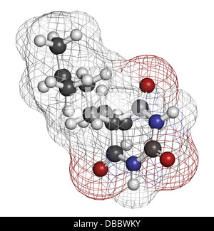 Barbituriques amobarbital (amylobarbitone) sédatif, la structure chimique. Également utilisé comme soi-disant sérum de vérité. Banque D'Images