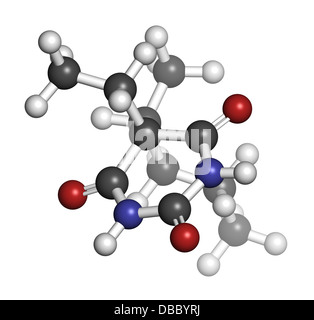 Barbiturique pentobarbital (pentobarbitone) sédatif, la structure chimique. Les atomes sont représentés comme des sphères. Banque D'Images