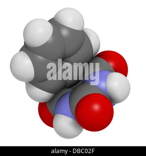 Anticonvulsivants BARBITURIQUES PHÉNOBARBITAL (épilepsie med), la structure chimique. Les atomes sont représentés comme des sphères. Banque D'Images