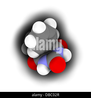 Anticonvulsivants BARBITURIQUES PHÉNOBARBITAL (épilepsie med), la structure chimique. Les atomes sont représentés comme des sphères. Banque D'Images