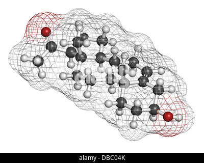 La prégnénolone et molécule neurostéroïde prohormone, structure chimique. Les atomes sont représentés comme des sphères de couleur classiques Banque D'Images