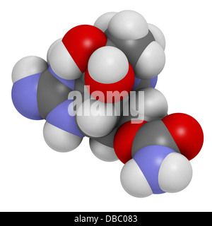 La saxitoxine (STX) toxines paralysantes des mollusques (PST), la structure chimique. Les atomes sont représentés comme des sphères de couleur classiques Banque D'Images