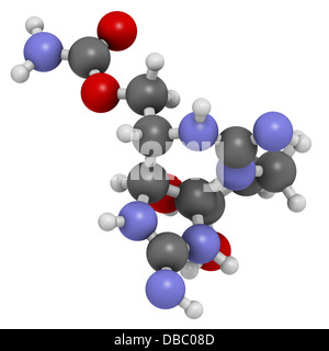 La saxitoxine (STX) toxines paralysantes des mollusques (PST), la structure chimique. Les atomes sont représentés comme des sphères de couleur classiques Banque D'Images