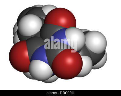 Barbituriques Sécobarbital sédatif, la structure chimique. Les atomes sont représentés comme des sphères avec codage couleur classiques Banque D'Images