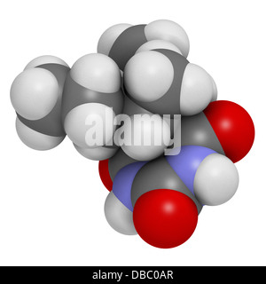 Barbituriques Sécobarbital sédatif, la structure chimique. Les atomes sont représentés comme des sphères avec codage couleur classiques Banque D'Images