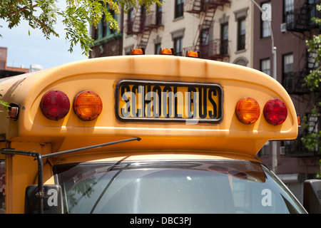 Avant d'un schoolbus à New York City. Banque D'Images