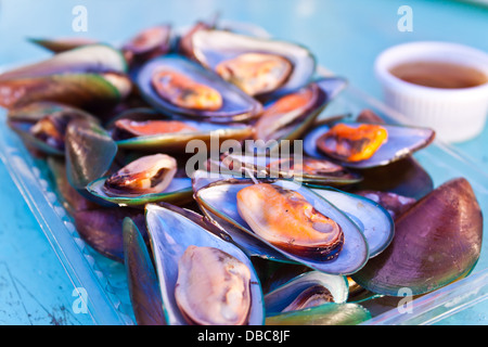 Moules cuites à la vapeur Banque D'Images