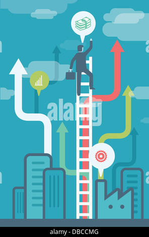Image d'illustration de businessman climbing ladder en croissance Banque D'Images