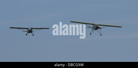 Auster AOP Fieseler Storch et 11 en formation au cours d'une démonstration de vol Banque D'Images