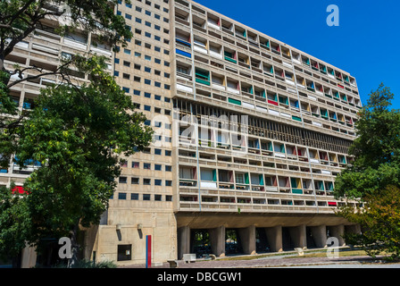 Marseille, France, extérieur, façade, Architecture moderne,Immeuble d'appartements et hôtel, par architecte : le Corbusier, « la Cité Radieuse » (1947) 1940s conception du bâtiment Banque D'Images