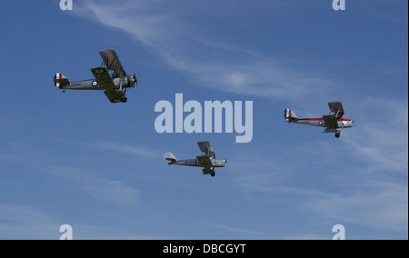 Avro Tutor, Blackburn B2 et un De Havilland Tiger Moth DH 82a en formation Banque D'Images