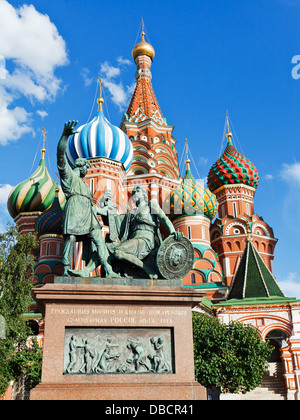 Monument de minine et Pojarski et Pokrovsky cathédrale, à Moscou, Russie Banque D'Images