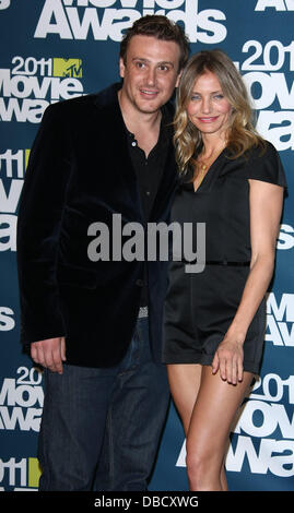 Cameron Diaz et Jason Segel, au 2011 MTV Movie Salle de presse tenue au Gibson Amphitheatre - Salle de presse. Los Angeles, Californie - 05.06.11 ** Non disponible pour publication en Allemagne. Disponible pour publication dans le reste du monde** Banque D'Images