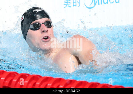 Barcelone, Espagne. 29 juillet, 2013. Clemens Rapp de l'Allemagne réagit après le 200m nage libre du 15e Championnats du Monde de Natation FINA au Palau Sant Jordi Arena de Barcelone, Espagne, 29 juillet 2013. Photo : Friso Gentsch/dpa/Alamy Live News Banque D'Images