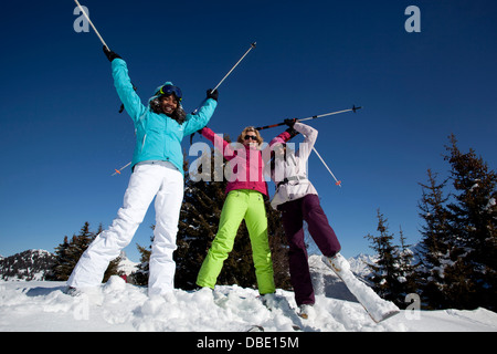 Les filles de Ski Alpin aux Houches Banque D'Images