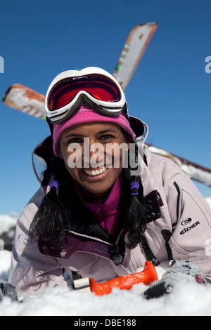 Les filles de Ski Alpin aux Houches Banque D'Images