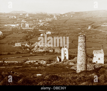 Mines d'étain de la colline près de St Ives Rosewall période victorienne Banque D'Images