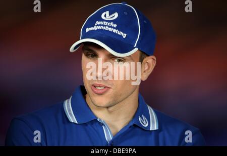 Barcelone, Espagne. 29 juillet, 2013. L'Allemand Paul Biedermann photographié au cours d'une apparition télé à la 15e Championnats du Monde de Natation FINA au Palau Sant Jordi Arena de Barcelone, Espagne, 29 juillet 2013. Photo : Friso Gentsch/dpa/Alamy Live News Banque D'Images