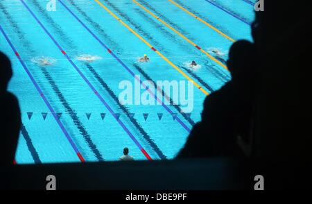 Barcelone, Espagne. 29 juillet, 2013. Vue générale de la piscine à la 15e Championnats du Monde de Natation FINA au Palau Sant Jordi Arena de Barcelone, Espagne, 29 juillet 2013. Photo : Friso Gentsch/dpa/Alamy Live News Banque D'Images