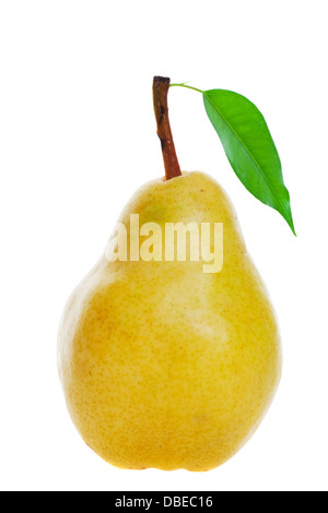 Une poire juteuse golden mûrs sur fond blanc Banque D'Images