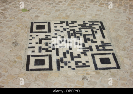 QR code en portugais cobblestone Banque D'Images