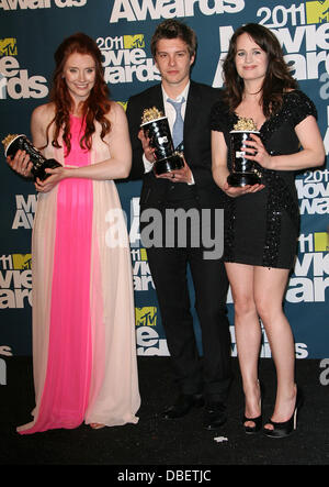 Bryce Dallas Howard, Xavier Samuel et Elizabeth Reaser 2011 MTV Movie Salle de presse tenue au Gibson Amphitheatre de Los Angeles, Californie - 05.06.11 Banque D'Images