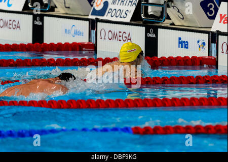 Barcelone, Espagne. 29 Juillet 2013 : Australia's Christian Sprenger est concurrentiel dans le 100m brasse à la 15e finale des Championnats du Monde FINA à Barcelone. Credit : matthi/Alamy Live News Banque D'Images