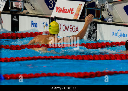 Barcelone, Espagne. 29 Juillet 2013 : Australia's Christian Sprenger termine le 100m brasse à la 15e finale des Championnats du Monde FINA à Barcelone. Credit : matthi/Alamy Live News Banque D'Images