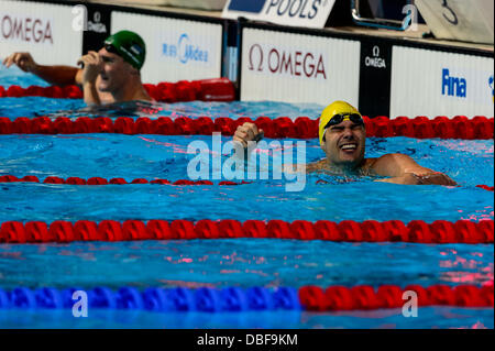 Barcelone, Espagne. 29 Juillet 2013 : Australia's Christian Sprenger gagne le 100m brasse à la 15e finale des Championnats du Monde FINA à Barcelone. Credit : matthi/Alamy Live News Banque D'Images