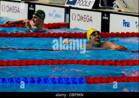 Barcelone, Espagne. 29 Juillet 2013 : Australia's Christian Sprenger gagne le 100m brasse à la 15e finale des Championnats du Monde FINA à Barcelone. Credit : matthi/Alamy Live News Banque D'Images