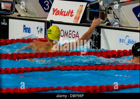 Barcelone, Espagne. 29 Juillet 2013 : Australia's Christian Sprenger termine le 100m brasse à la 15e finale des Championnats du Monde FINA à Barcelone. Credit : matthi/Alamy Live News Banque D'Images