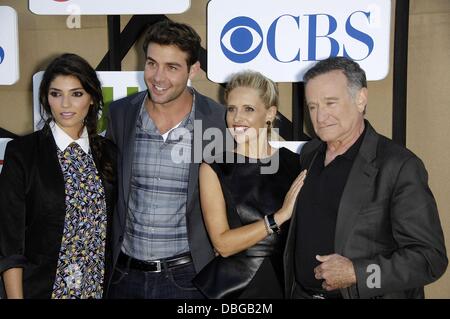 Los Angeles, CA. 29 juillet, 2013. Amanda Setton, James Wolk, Sarah Michelle Gellar, Robin Williams aux arrivées pour le TCA Summer Press Tour : CBS Discussion de groupe, du grand magasin Robinson JW, Los Angeles, CA le 29 juillet 2013. Credit : Everett Collection Inc/Alamy Live News Banque D'Images