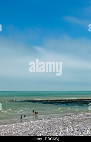 France, Normandie, Veulettes Sur Mer, vue sur la plage. Banque D'Images