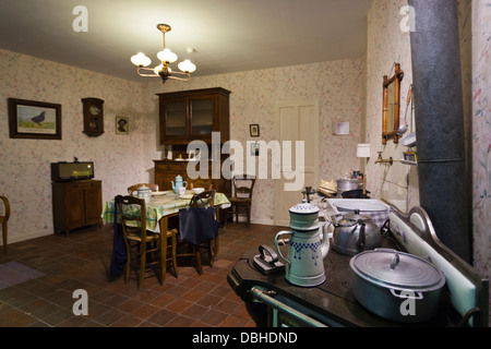 France, Nord, la Flandre française, Lewarde, Centre Historique Minier. 20e siècle l'intérieur de la chambre des mineurs. Banque D'Images