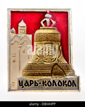 L'ère communiste émail soviétique badge montrant l 'Tsar Bell' dans le Kremlin. (Voir description) Banque D'Images