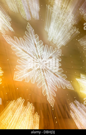 Décoration de Noël avec motifs flocon et légèreté d'effets secondaires. Madrid. L'Espagne. Banque D'Images