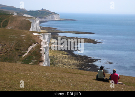Sept Sœurs dans les falaises du parc national des South Downs, Royaume-Uni Banque D'Images