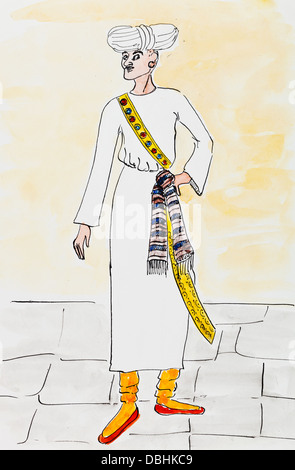 Vêtements - historique médiévale arabe costume masculin traditionnel perse sous stylisé miniatures Banque D'Images