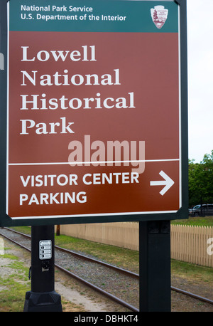 Lowell National Historical Park sign Banque D'Images