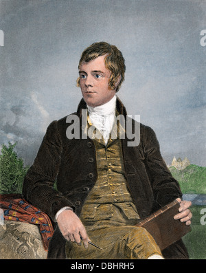Poète national écossais Robert Burns. À la main, gravure sur acier Banque D'Images