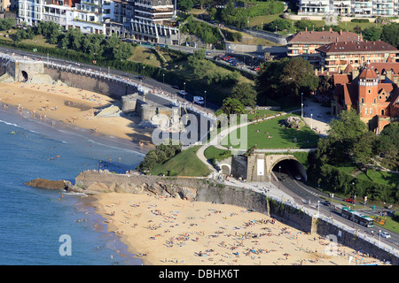 Vue panoramique de la baie de La Concha à San Sebastian Banque D'Images