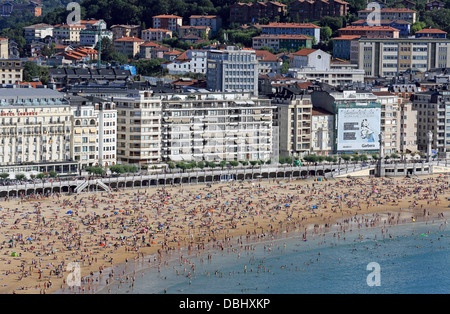 Vue panoramique de la baie de La Concha à San Sebastian Banque D'Images