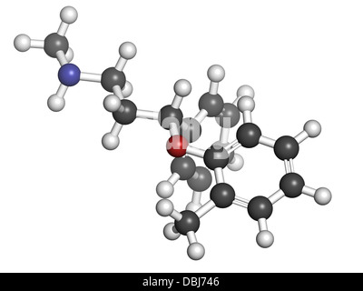 Atomoxetine attention-deficit hyperactivity disorder (ADHD), la structure chimique des médicaments. Les atomes sont représentés comme des sphères. Banque D'Images