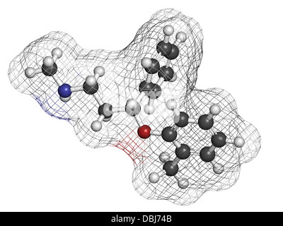 Atomoxetine attention-deficit hyperactivity disorder (ADHD), la structure chimique des médicaments. Les atomes sont représentés comme des sphères. Banque D'Images